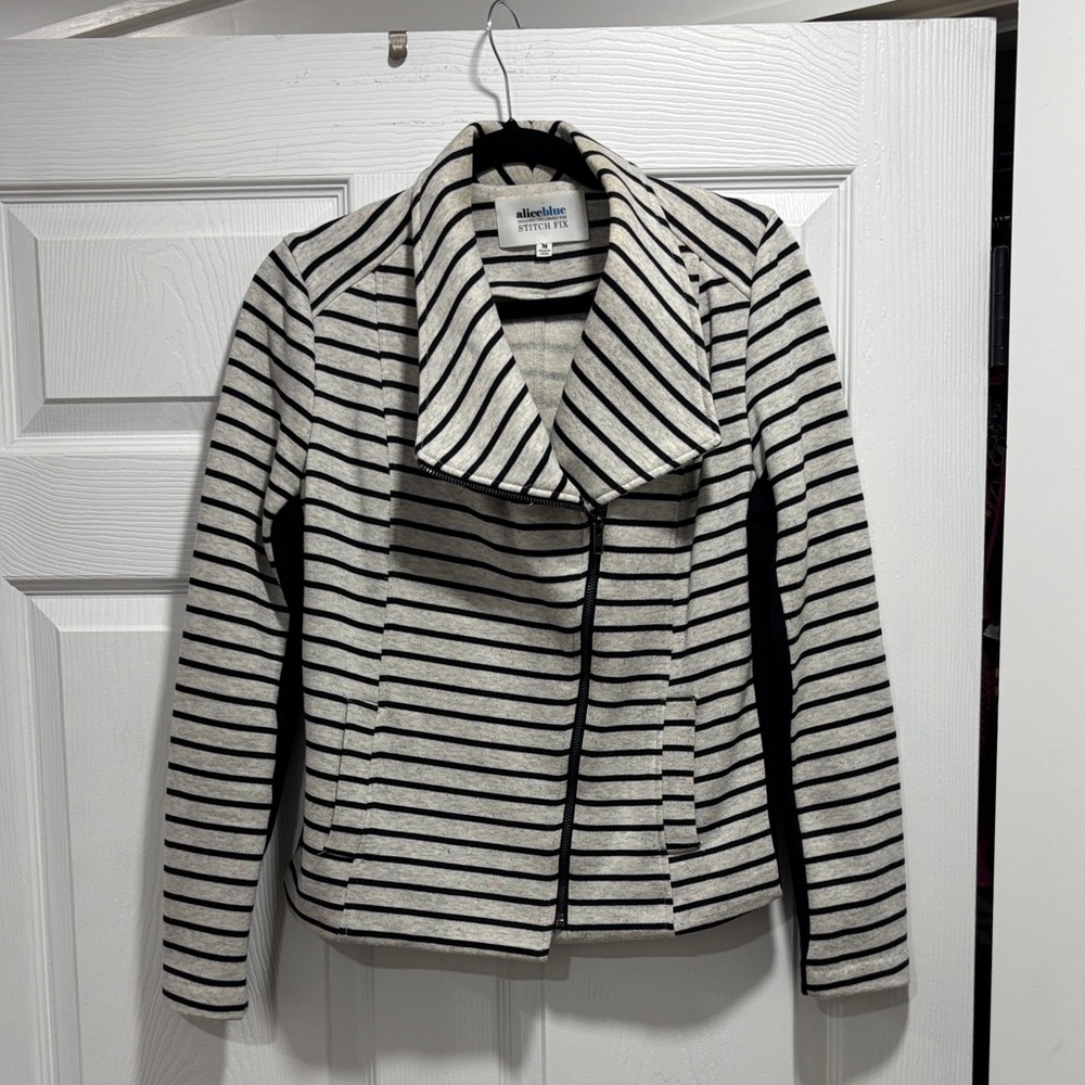 Allen B. Women's Striped Jacket - Black and Cream